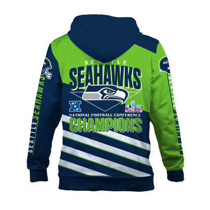 Seattle Seahawks Limited Edition Honoring NFC Champions 2025 3D Zip Hoodie