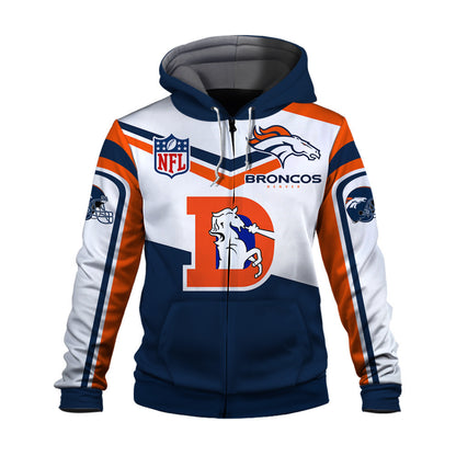 NFL Denver Broncos Power Forward Full-Snap Limited Edition 3D Zip Hoodie