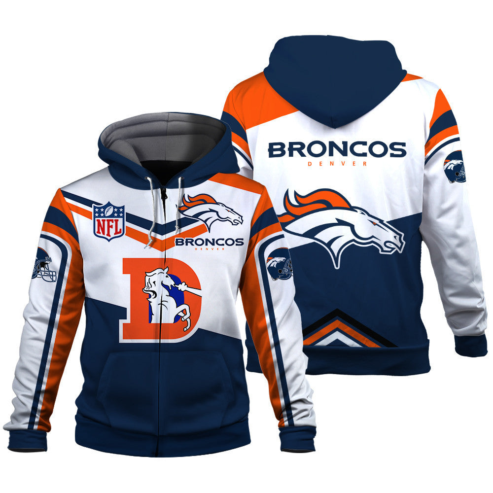 NFL Denver Broncos Power Forward Full-Snap Limited Edition 3D Zip Hoodie