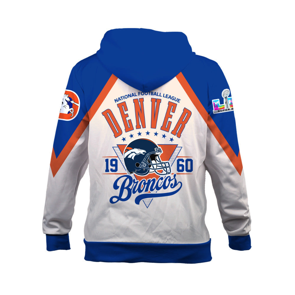 Denver Broncos Premium 2025 Cream Colorway 3D Hoodie