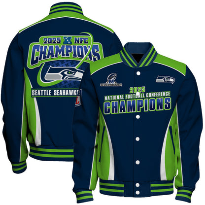 Seattle Seahawks 2025 NFC Champions – The Peak of Glory Is Back Varsity Jacket