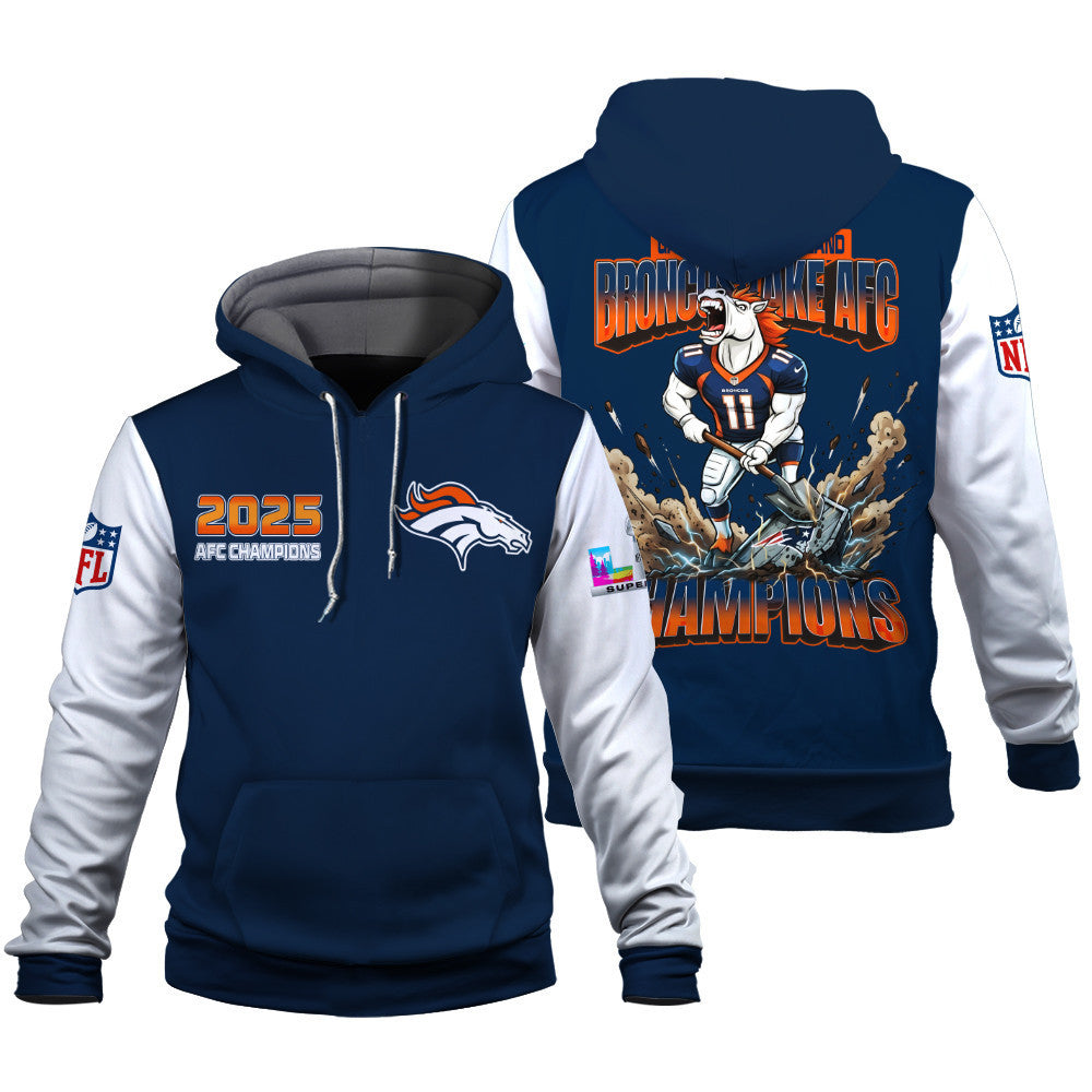Denver Broncos 2025 AFC Champions: The "Broncos Take AFC" Masterpiece 3D Hoodie