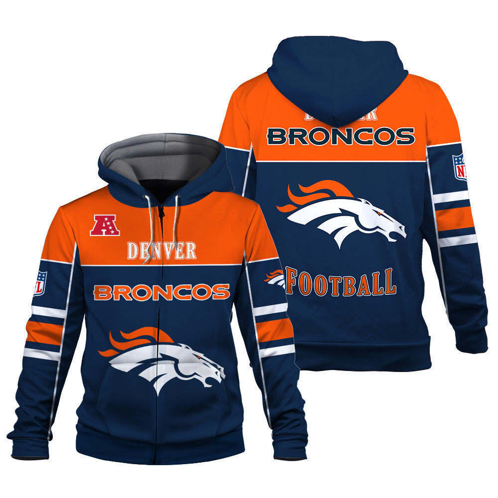 NFL Denver Broncos Built To Win 3D Zip Hoodie For Die-hard Fans