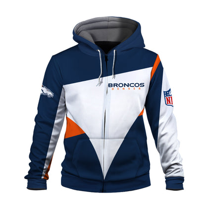 NFL Denver Broncos Team Color Pride Exclusive Design 3D Zip Hoodie