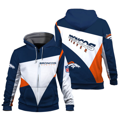 NFL Denver Broncos Team Color Pride Exclusive Design 3D Zip Hoodie