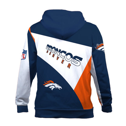 NFL Denver Broncos Team Color Pride Exclusive Design 3D Zip Hoodie