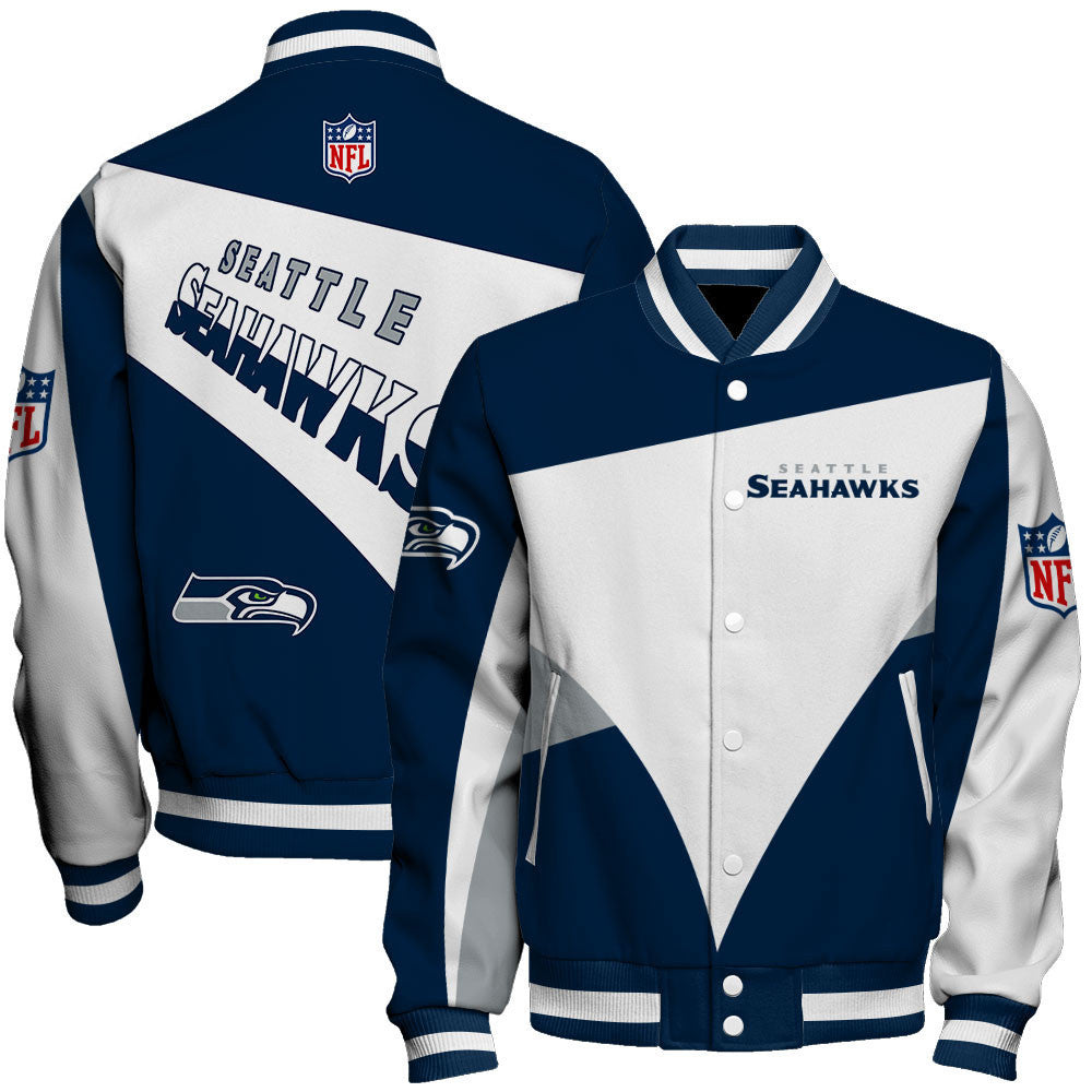 NFL Seattle Seahawks Team Color Pride Exclusive Design Varsity Jacket