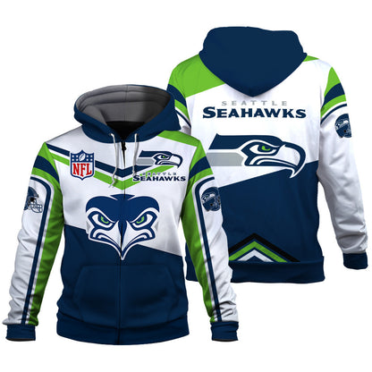 NFL Seattle Seahawks Power Forward Full-Snap Limited Edition 3D Zip Hoodie