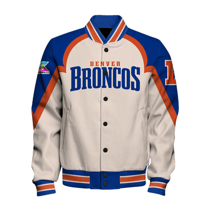 Denver Broncos Premium 2025 Cream Colorway Varsity Jacket