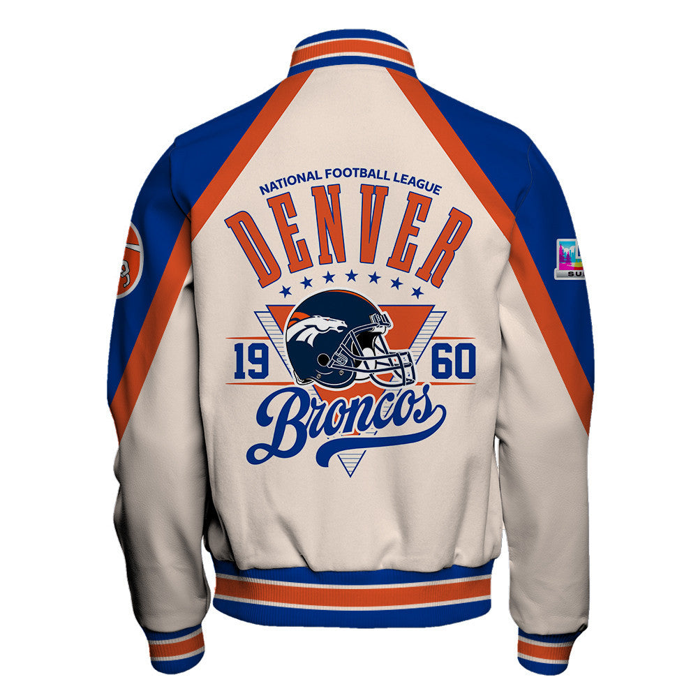 Denver Broncos Premium 2025 Cream Colorway Varsity Jacket
