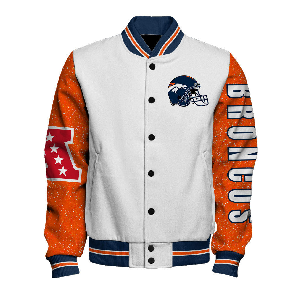 Denver Broncos Exclusive National Football League Graphic Design Varsity Jacket