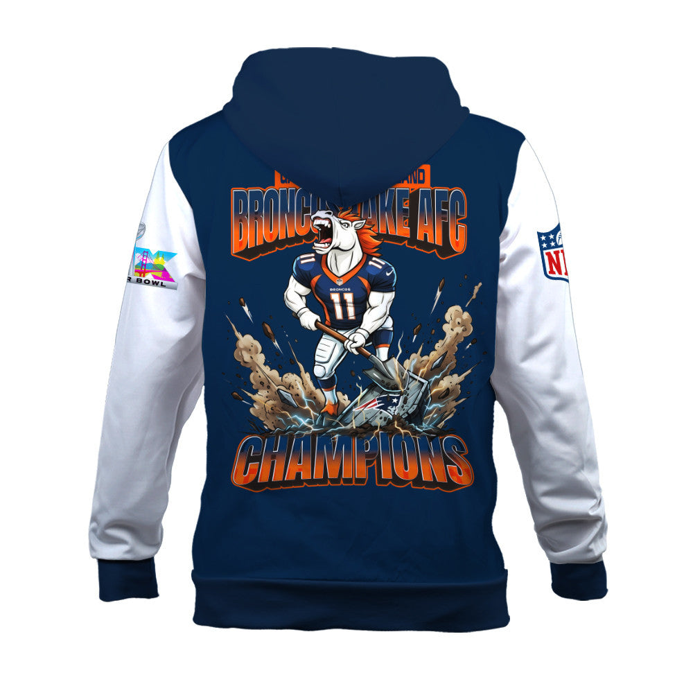 Denver Broncos 2025 AFC Champions: The "Broncos Take AFC" Masterpiece 3D Zip Hoodie