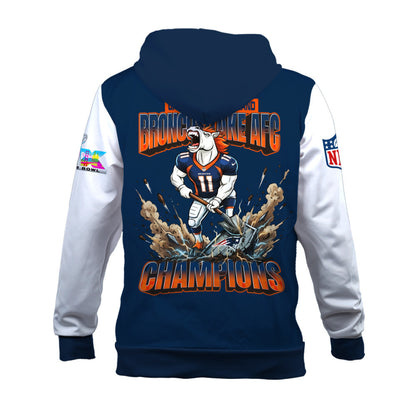 Denver Broncos 2025 AFC Champions: The "Broncos Take AFC" Masterpiece 3D Zip Hoodie