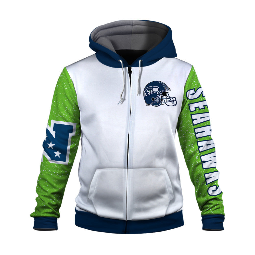 Seattle Seahawks Exclusive National Football League Graphic Design 3D Zip Hoodie