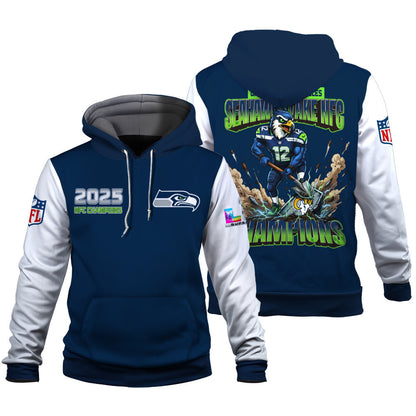 Seattle Seahawks 2025 NFC Champions: The "Seahawks Take NFC" Masterpiece 3D Hoodie