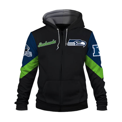 Seattle Seahawks Football Club Iconic Logo We Are 12 3D Zip Hoodie