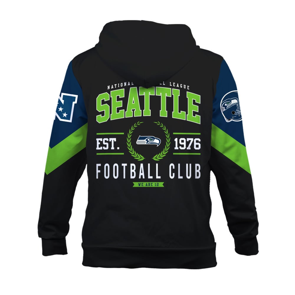 Seattle Seahawks Football Club Iconic Logo We Are 12 3D Zip Hoodie