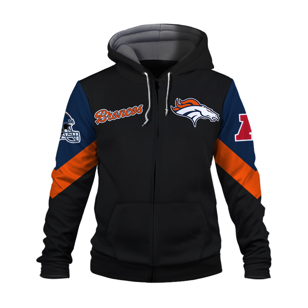 Denver Broncos Football Club Iconic Logo Broncos Country 3D Zip Hoodie