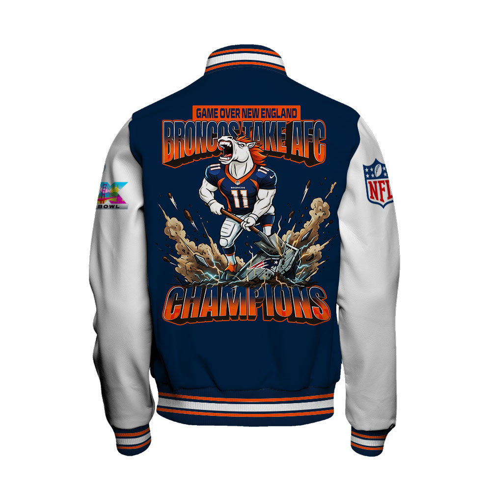 Denver Broncos 2025 AFC Champions: The "Broncos Take AFC" Masterpiece Varsity Jacket
