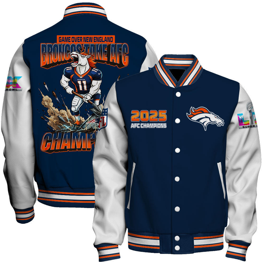 Denver Broncos 2025 AFC Champions: The "Broncos Take AFC" Masterpiece Varsity Jacket