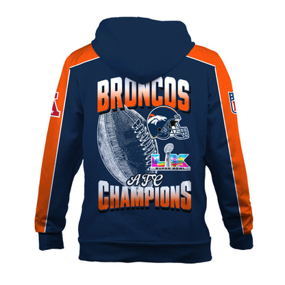 Denver Broncos Courage & Glory 2025 AFC Conference Champions 3D Zip Hoodie