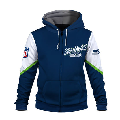 NFL Seattle Seahawks X Super Bowl Champions Gold Ring 3D Zip Hoodie