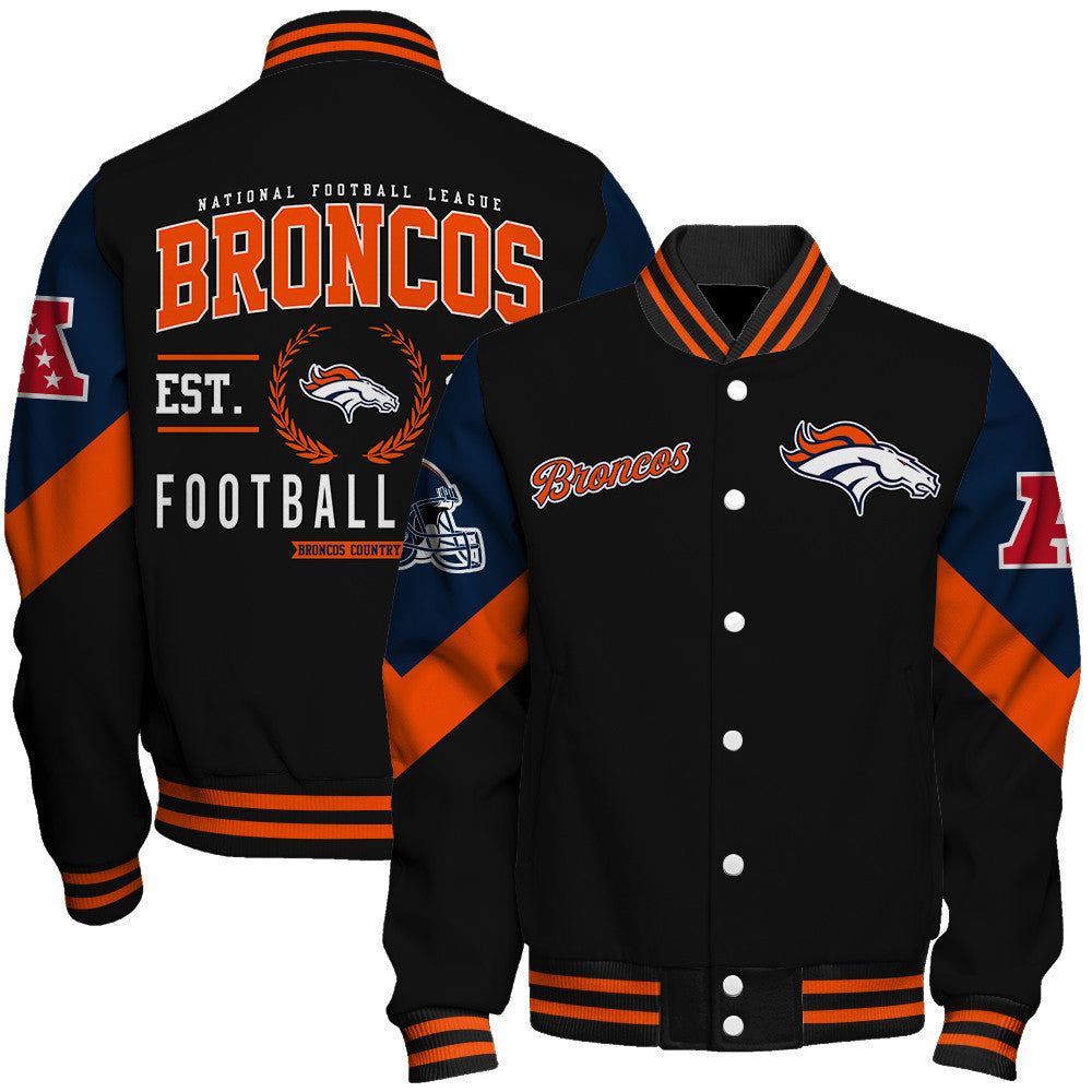 Denver Broncos Football Club Iconic Logo Broncos Country Varsity Jacket