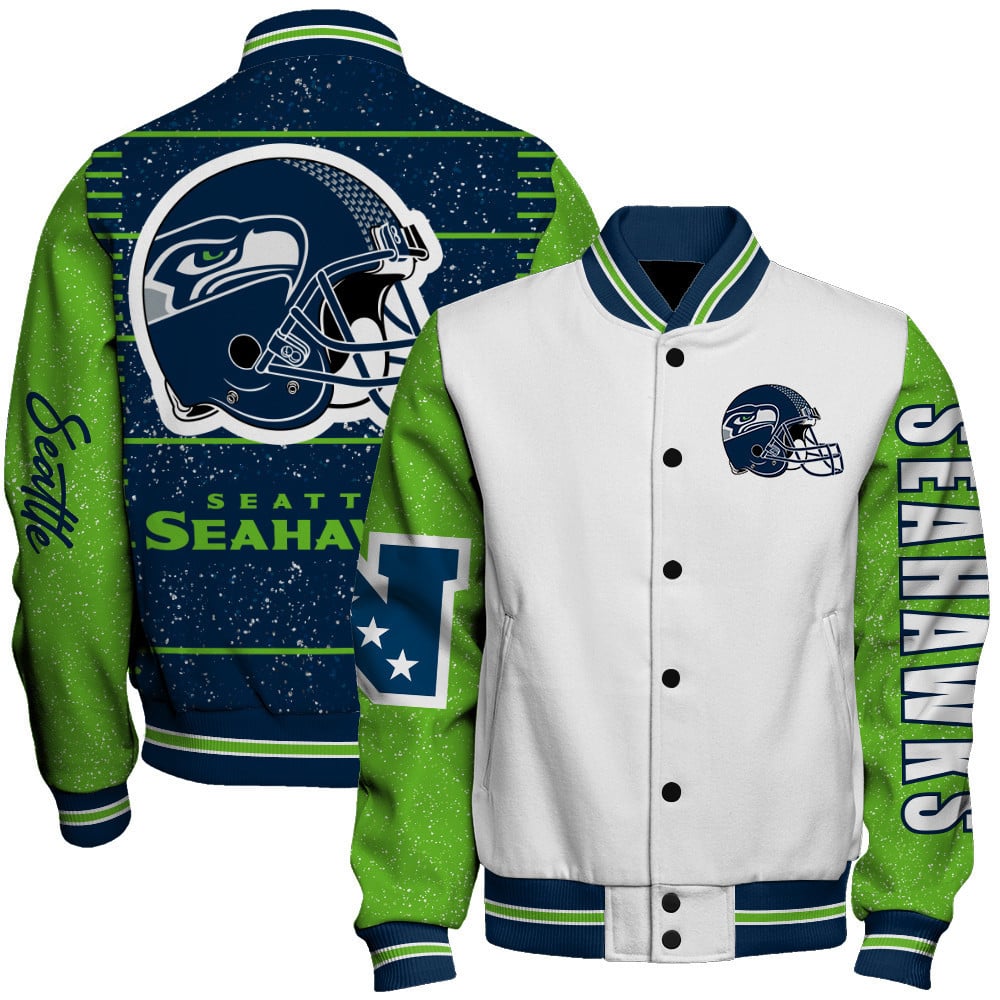 Seattle Seahawks Exclusive National Football League Graphic Design Varsity Jacket