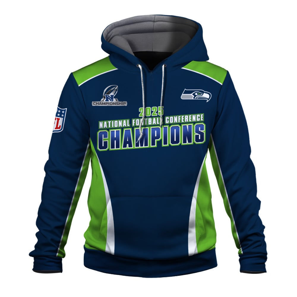 Seattle Seahawks 2025 NFC Champions – The Peak of Glory Is Back 3D Hoodie