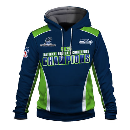 Seattle Seahawks 2025 NFC Champions – The Peak of Glory Is Back 3D Hoodie