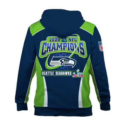 Seattle Seahawks 2025 NFC Champions – The Peak of Glory Is Back 3D Hoodie