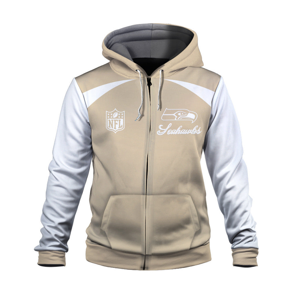 Seattle Seahawks Tone-on-tone Color Coordination 3D Zip Hoodie
