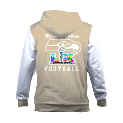 Seattle Seahawks Tone-on-tone Color Coordination 3D Zip Hoodie