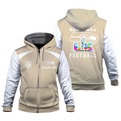 Seattle Seahawks Tone-on-tone Color Coordination 3D Zip Hoodie
