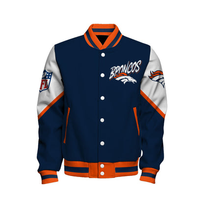 NFL Denver Broncos 3X Super Bowl Champions Gold Ring Varsity Jacket