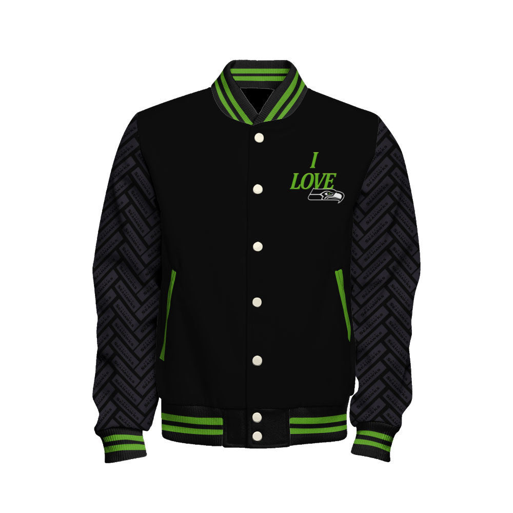 NFL Seattle Seahawks I Love Hawks Iconic Edition Classic Varsity Jacket