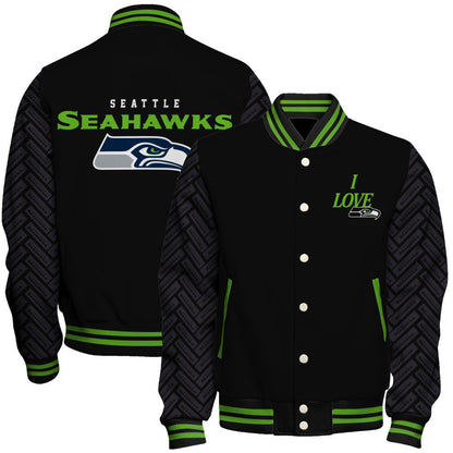 NFL Seattle Seahawks I Love Hawks Iconic Edition Classic Varsity Jacket