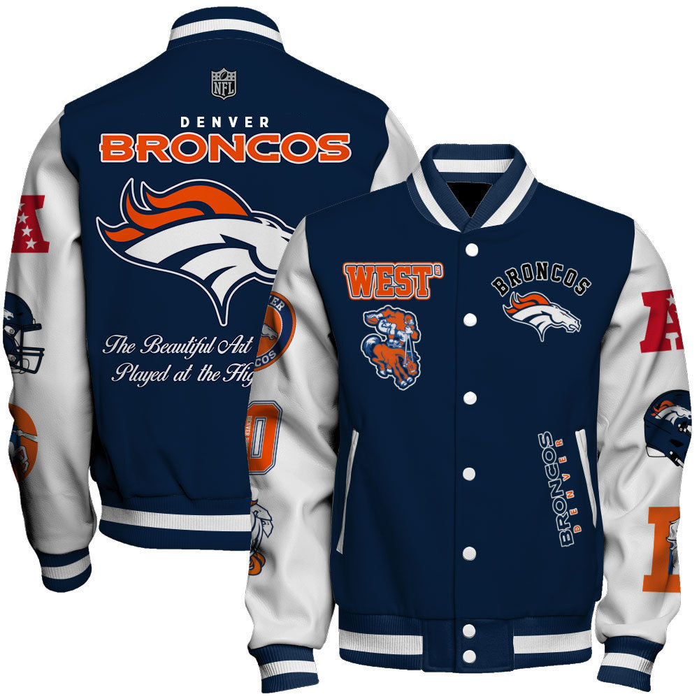 NFL Denver Broncos The Beautiful Art of Football Iconic Varsity Jacket
