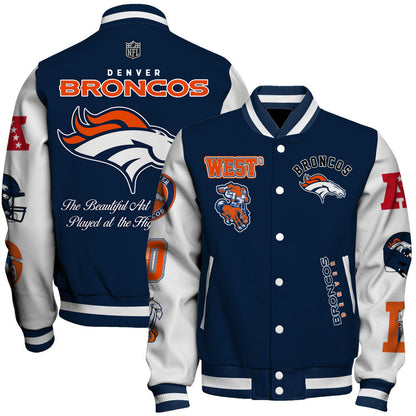 NFL Denver Broncos The Beautiful Art of Football Iconic Varsity Jacket