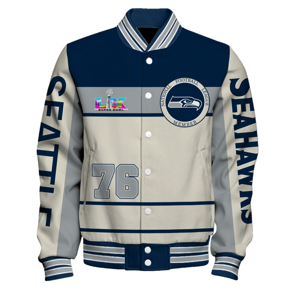 Seattle Seahawks Team Colors Graphic - Unmatched Style Varsity Jacket