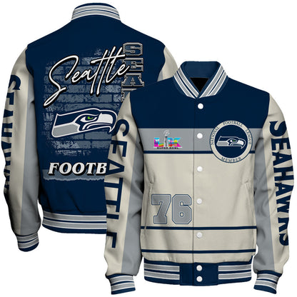 Seattle Seahawks Team Colors Graphic - Unmatched Style Varsity Jacket