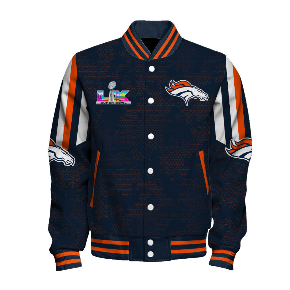 Denver Broncos In Full Retro Pattern, Super Bowl LX Varsity Jacket
