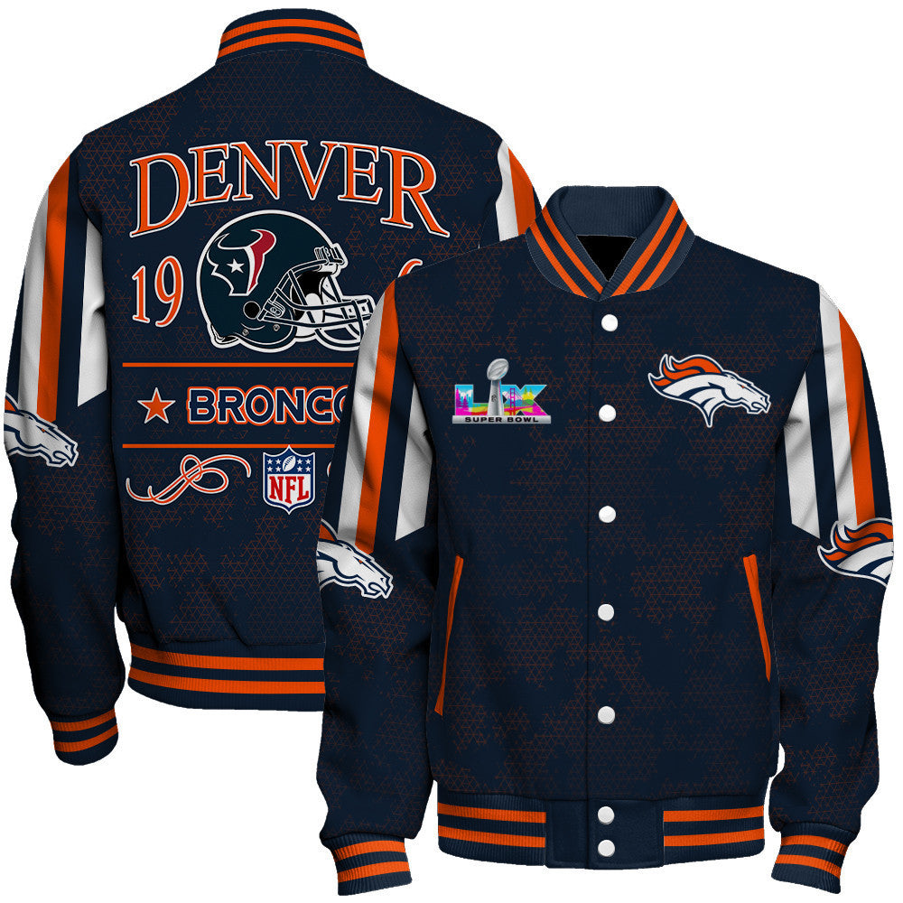 Denver Broncos In Full Retro Pattern, Super Bowl LX Varsity Jacket