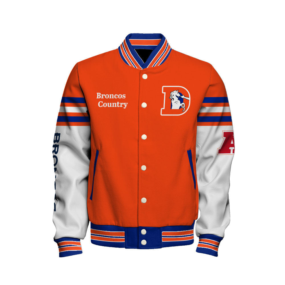 NFL Denver Broncos Classic Team Colors Premium Streetwear Varsity Jacket