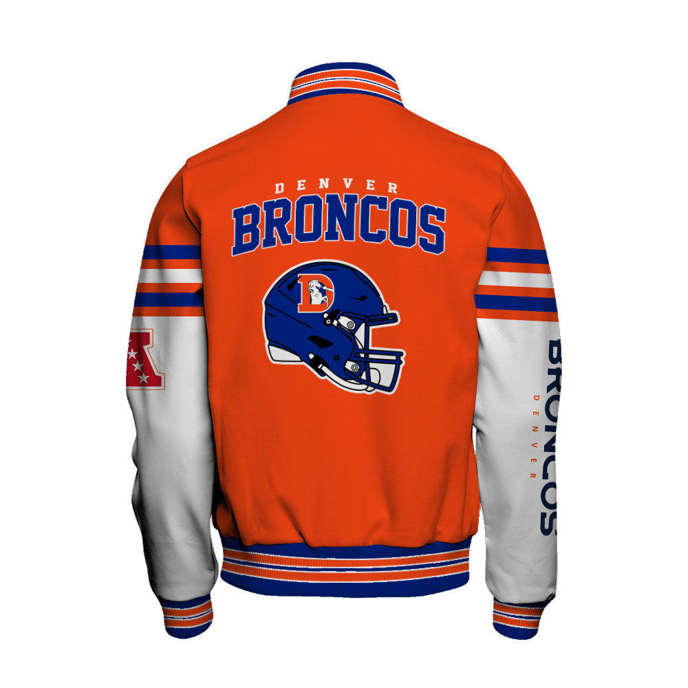 NFL Denver Broncos Classic Team Colors Premium Streetwear Varsity Jacket