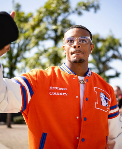 NFL Denver Broncos Classic Team Colors Premium Streetwear Varsity Jacket