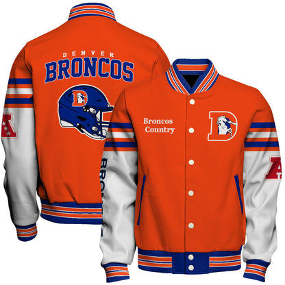 NFL Denver Broncos Classic Team Colors Premium Streetwear Varsity Jacket