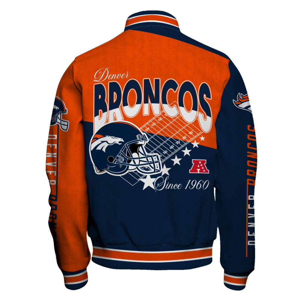 Denver Broncos Angular Cut Design and Super Bowl Logo LX Varsity Jacket