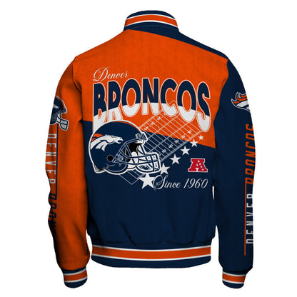 Denver Broncos Angular Cut Design and Super Bowl Logo LX Varsity Jacket