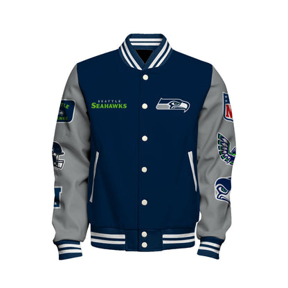 NFL Seattle Seahawks X Super Bowl Champions Iconic Design Varsity Jacket